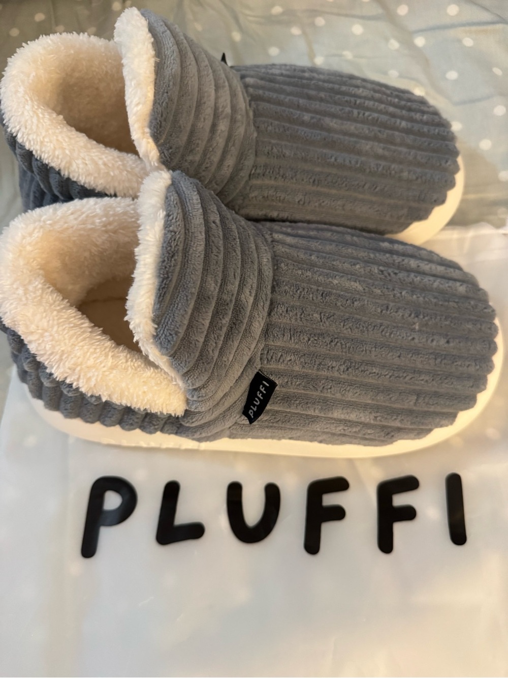 Women's Pluffi Gray Cozy Sherpa-Lined Slippers